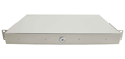 Cabeus ODF-19-24FC-K-GY-T Кросс оптический стоечный выдвижной, с замком, 19, до 24 портов FC(ST), сплошная панель, серый