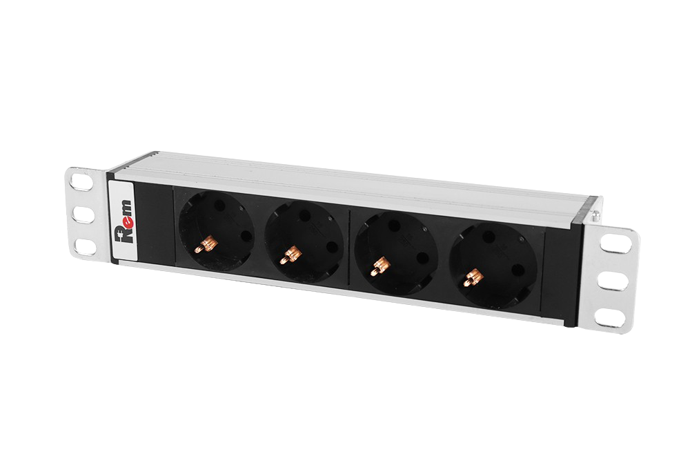 ЦМО R-10-4S-220-Z Блок розеток Rem-10 без шнура, 4 Sсhuko, вход IEC 60320 C14, 10A, алюм., 10", R-10-4S-220-Z