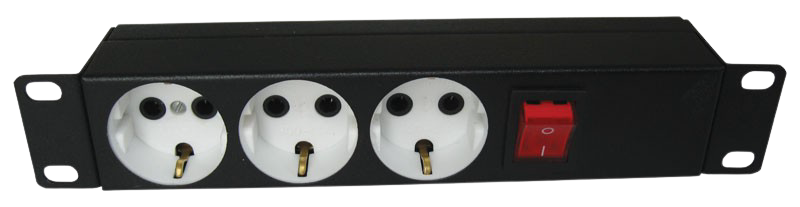 ЦМО БР-3П-10-9005 Блок силовых розеток 10" без шнура с выключателем, 3 розетки, БР-3П-10