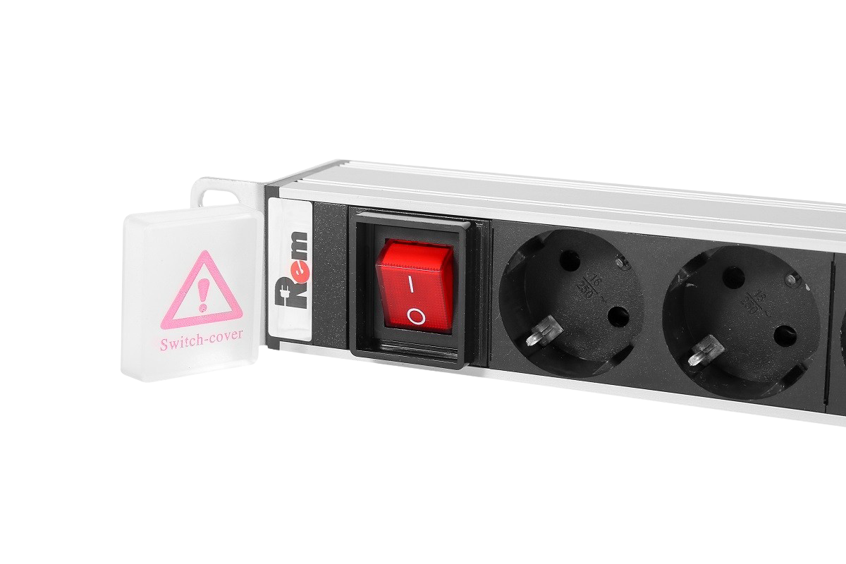 ЦМО R-16-10S-10C13-V-1420 Вертикальный блок розеток Rem-16 с выкл., 10  Schuko, 10 C13, вход IEC 60320 C20 16A, алюм.
