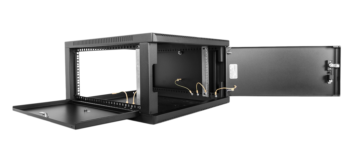 Шкаф телекоммуникационный настенный сварной 6U (600 × 360) съёмные стенки, дверь металл, чёрный, ШРН-6.350.1-9005