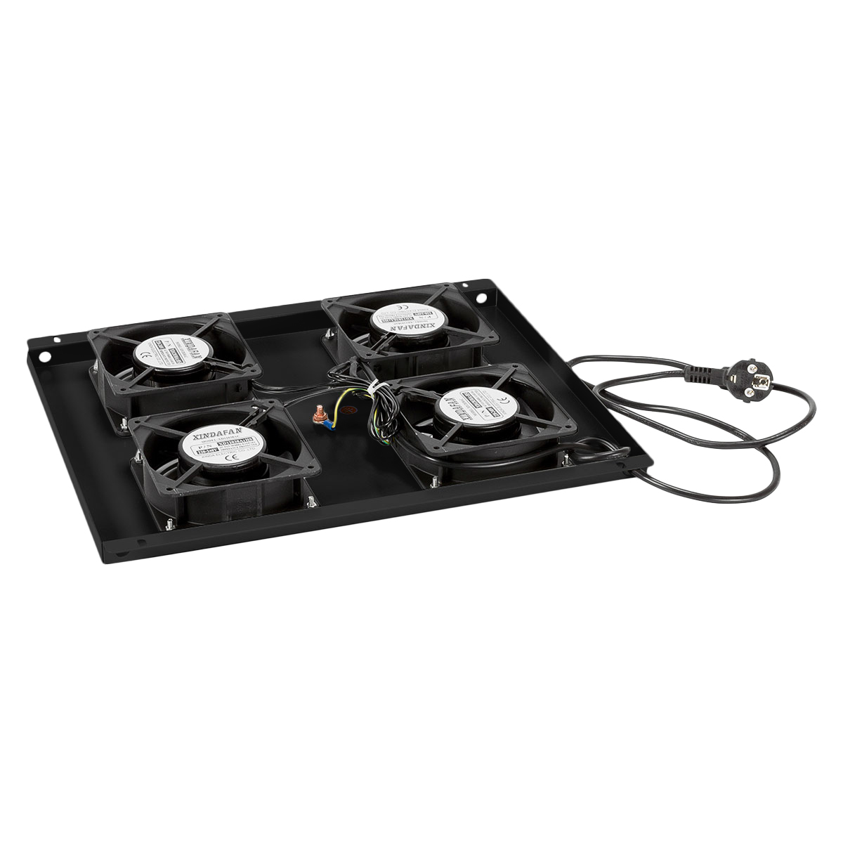 Cabeus TRAY-60-BK Модуль вентиляторный с 4-я вентиляторами для установки в напольные шкафы серии SH-05C, ND-05C глубиной 600мм, цвет черный (RAL 9004)