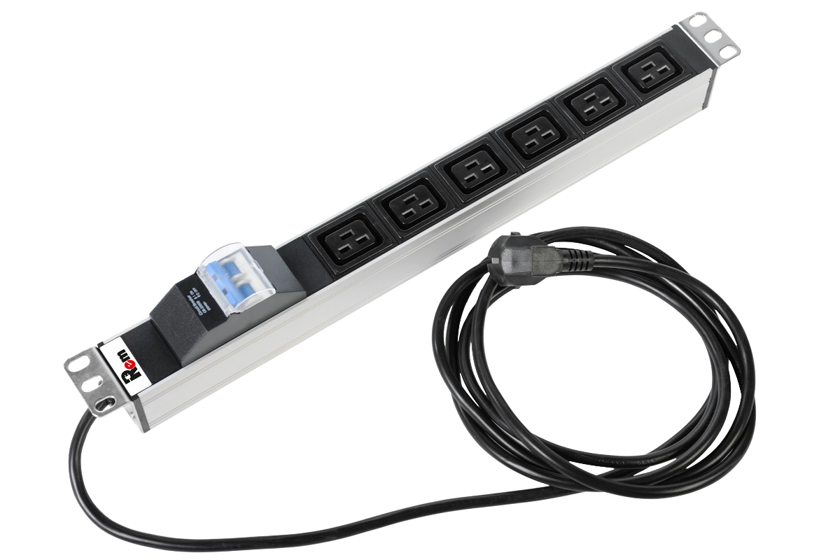 ЦМО R-16-6C19-A-440-3 Блок розеток Rem-16 с авт. 16А, 6 IEC 60320 C19, 16A, алюм., 19", шнур 3 м. R-16-6C19-A-440-3