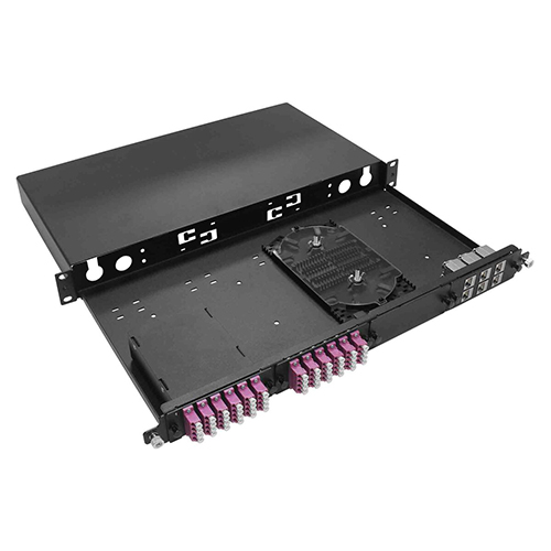 Cabeus ODF-19-4K-S-BK-T Кросс оптический стоечный, 19, до 4 кассет MPO/MTP, выдвижная панель, (без кассет), черный