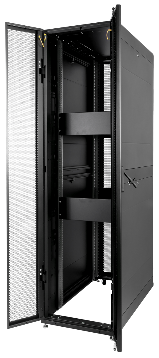 ЦМО ШТК-СП-42.6.10-48АА-9005 Шкаф серверный ПРОФ напольный 42U (600x1000) дверь перфор., задние двойные перфор., черный, в сборе ШТК-СП-42.6.10-48АА-9005