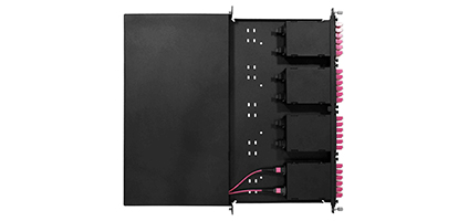 Cabeus ODF-19-4K-S-BK-T Кросс оптический стоечный, 19, до 4 кассет MPO/MTP, выдвижная панель, (без кассет), черный