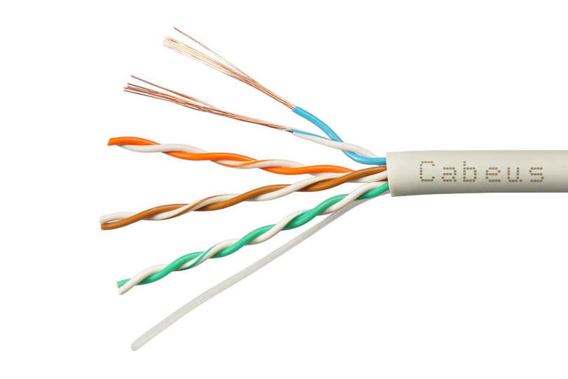 Cabeus UTP-4P-Cat.5e-PATCH-WH Кабель витая пара UTP (U/UTP), категория 5e, 4 пары, (24 AWG), многожильный (patсh), PVC нг(А)-LS, белый (305 м)