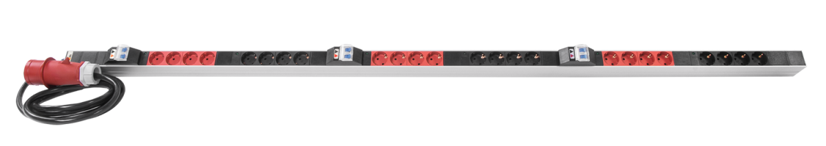 Верт блок розеток Rem-3x16, 3×16A, инд, 24S, 1420мм, шнур 3м IEC309, R-3x16-24S-I-1420-3-3PN