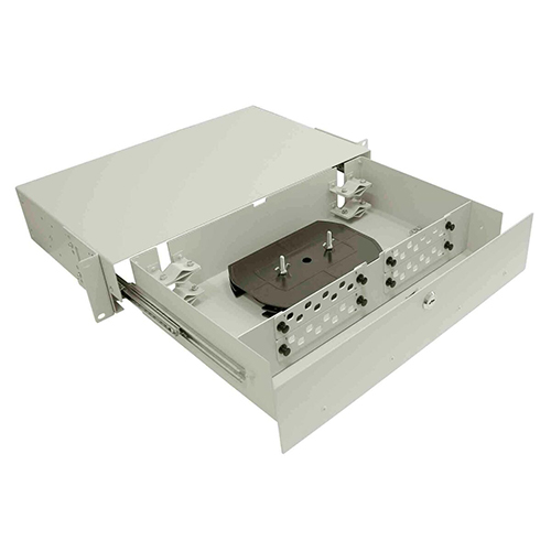 Cabeus ODF-19-4FP-32FC/ST/SC-K-T Кросс оптический стоечный выдвижной, с замком, 19, до 32 портов, серый