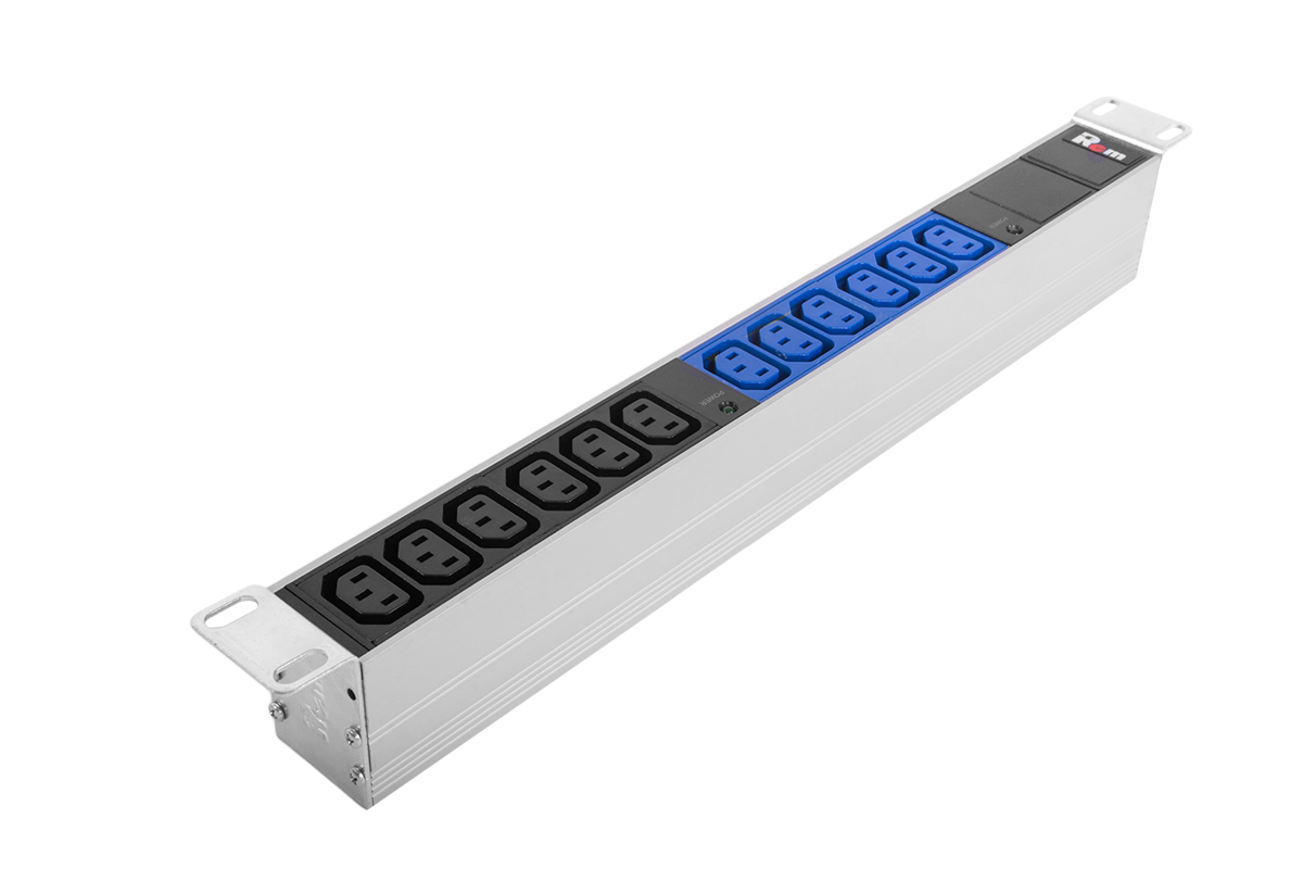 ЦМО R-32-12C13-I-440-K Блок розеток Rem-32 с инд., 12 IEC 60320 C13, 32А, алюм., 19", колодка, R-32-12C13-I-440-K