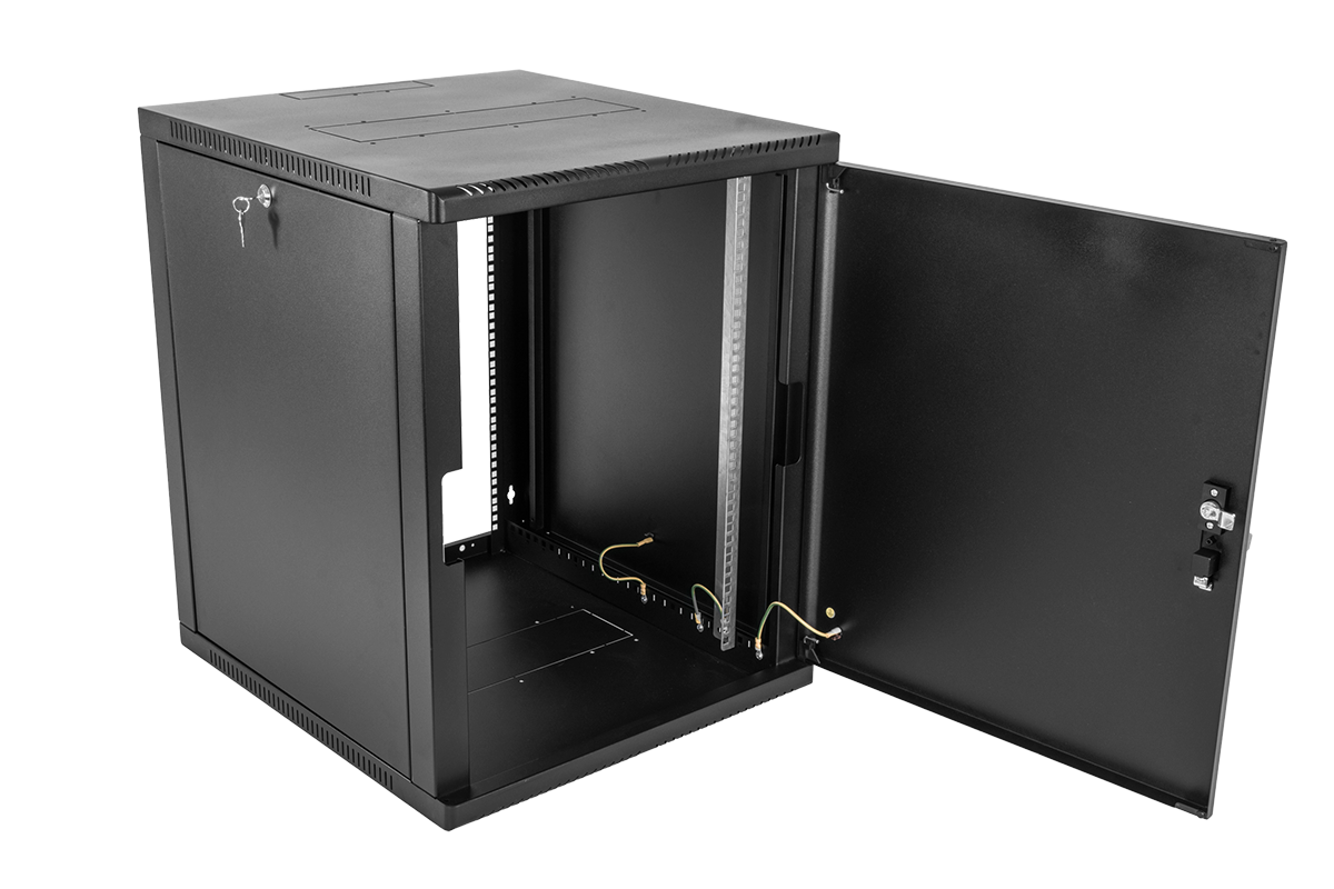 Шкаф телекоммуникационный настенный сварной 15U (600 × 660) съёмные стенки, дверь металл, чёрный, ШРН-15.650.1-9005