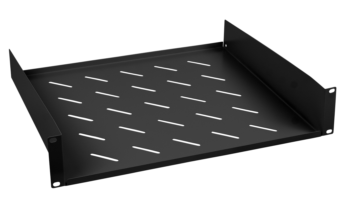 Cabeus SH-J017-2U-400-BK Полка 19" перфорированная консольная 2U глубина 400мм, цвет черный (RAL 9004)