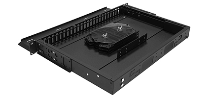 Cabeus ODF-19-24DSC-S-BK-T Кросс оптический стоечный выдвижной, 19, до 24 портов QLC(DSC), сплошная панель, (без кассет), черный