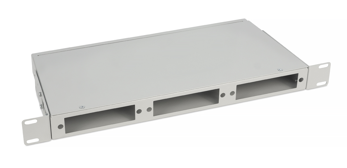 Cabeus FO-CS-19-3FP-GY Кросс бокс оптический 19" 1U на 3 адаптерные панели, цвет серый