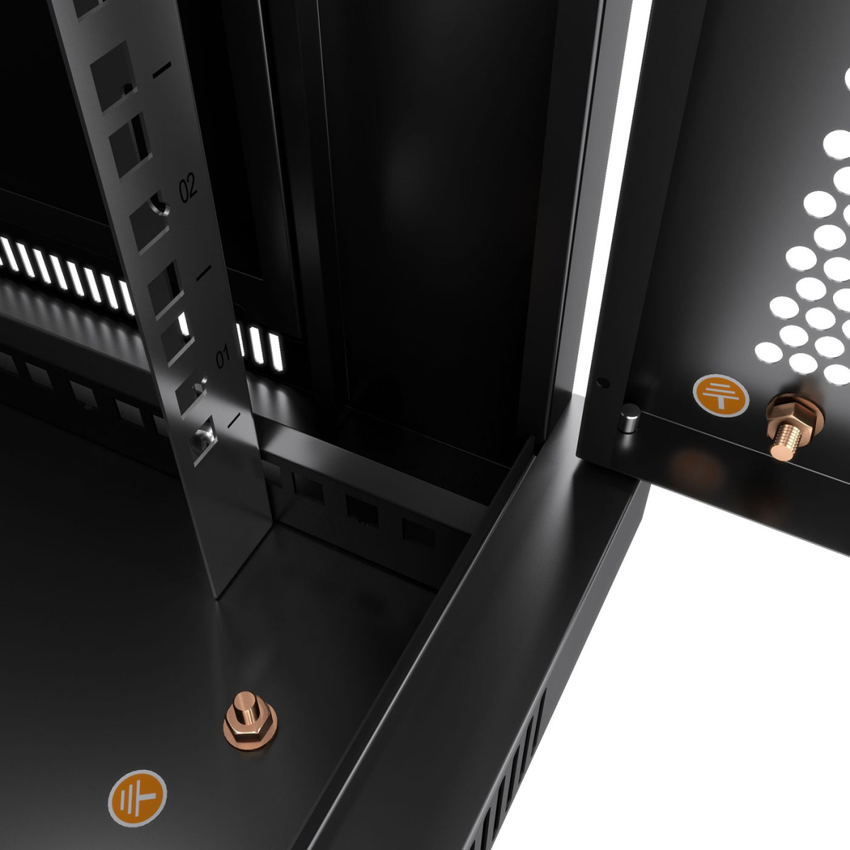 Cabeus SH-05F-22U60/45-BK Шкаф телекоммуникационный настенный 19" 22U 600x450x1082mm (ШхГхВ) дверь стекло, цвет черный (RAL 9004)