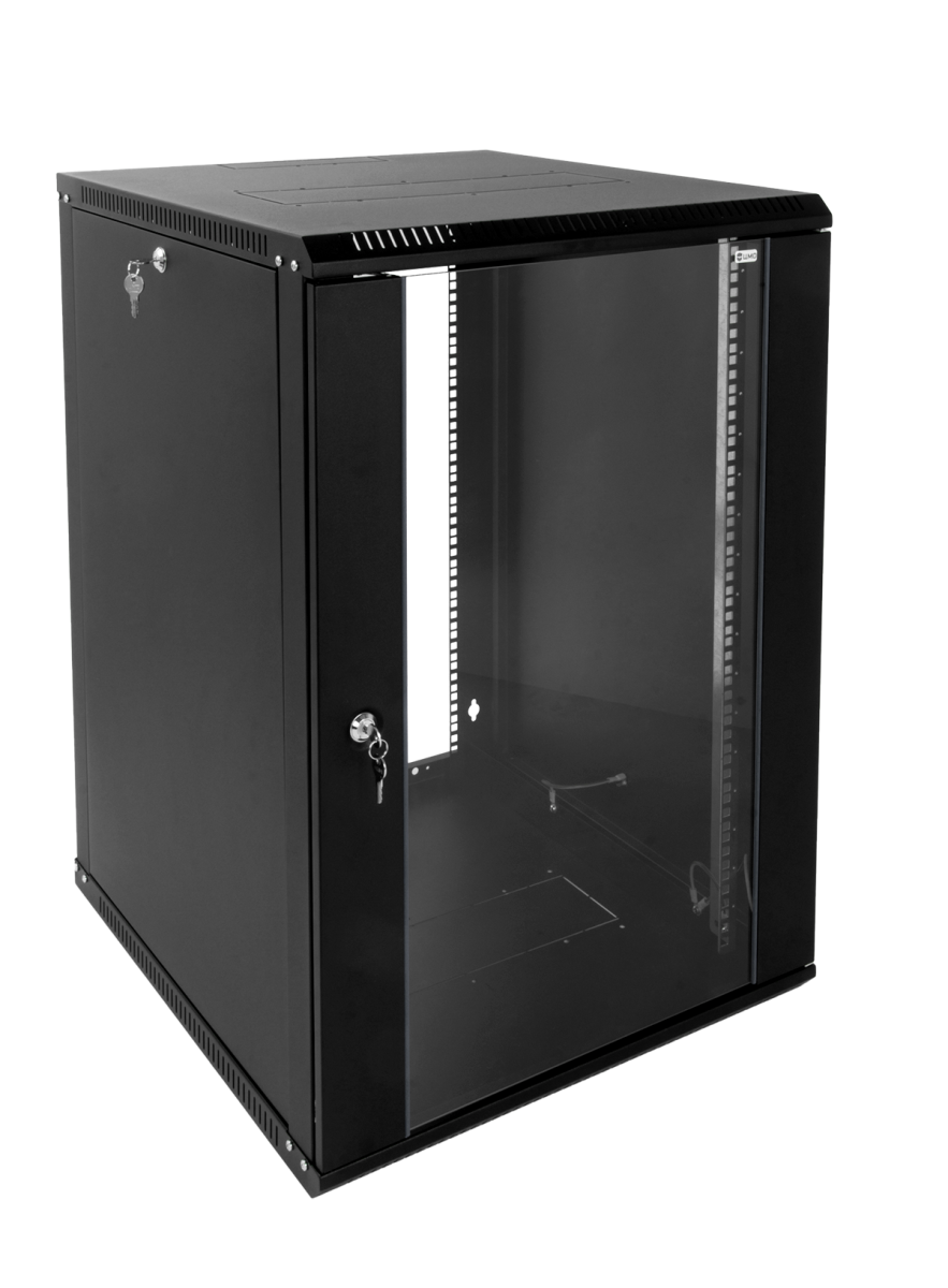 ЦМО ШРН-Э-15.500-9005 Шкаф телекоммуникационный настенный разборный 15U (600х520) дверь стекло, цвет черный, ШРН-Э-15.500-9005