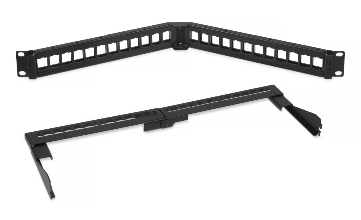 Cabeus PLB-24-CON Угловая модульная патч-панель  19", 24 порта, 1U , для неэкранированных модулей, с задним кабельным организатором (без модулей)