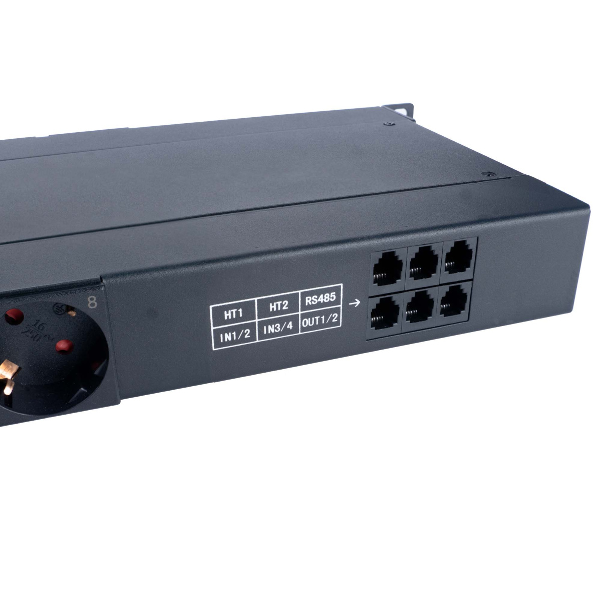 Cabeus SMART-PDU-C20-8S22-CM Блок распределения питания, 1U горизонтальный, входной разъем С20, выходной 8xSchuko розеток, 1 фаза, 16 A, мониторинг/управление, евро-шнур 3х1,5мм длина 2м