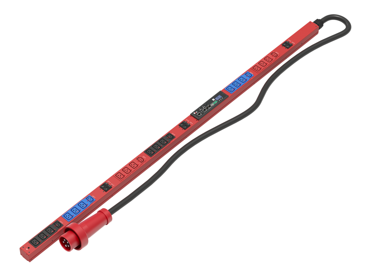 Верт блок розеток Rem-3MC, монит, измер, 3x63А, авт, 6С13 с фикс, 18С19 с фикс, 1820мм, шнур 1,8м IEC309
