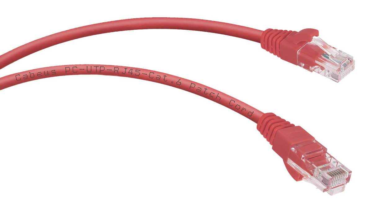 Cabeus PC-UTP-RJ45-Cat.6-1m-RD-LSZH Патч-корд U/UTP, категория 6, 2xRJ45/8p8c, неэкранированный, красный, LSZH, 1м