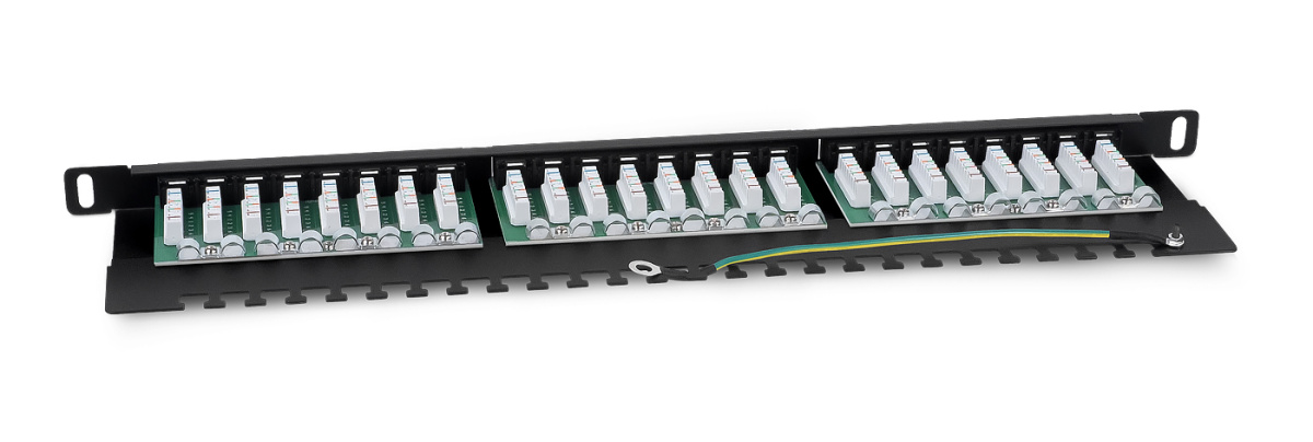 Cabeus PLHD-24-Cat.6-Dual-90-0,5U Патч-панель высокой плотности 19" (0,5U), 24 порта RJ-45, категория 6, Dual IDC, 90 градусов, с задним кабельным организатором