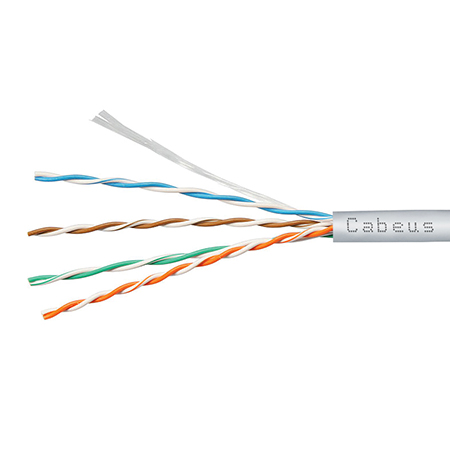 Cabeus UTP-4P-Cat.5e-SOLID-GY-20 Кабель витая пара UTP (U/UTP), категория 5e, 4 пары (24 AWG), одножильный, PVC нг(А)-LS, серый (20 м)