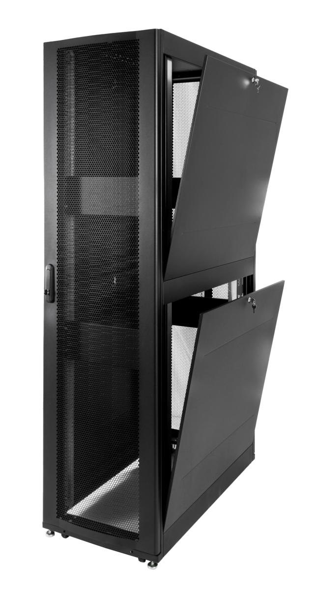 ЦМО ШТК-СП-42.6.10-48АА-9005 Шкаф серверный ПРОФ напольный 42U (600x1000) дверь перфор., задние двойные перфор., черный, в сборе ШТК-СП-42.6.10-48АА-9005