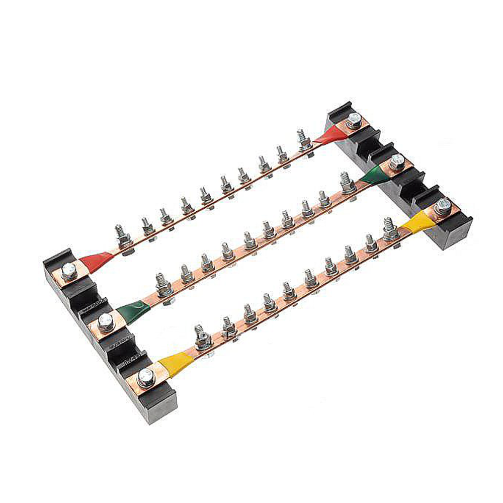 Cabeus CGB-БФШ-5.25-10 Блок фазных медных шин 5х25 мм по 10 присоединений, 360х160х45 мм, 480А, 380В