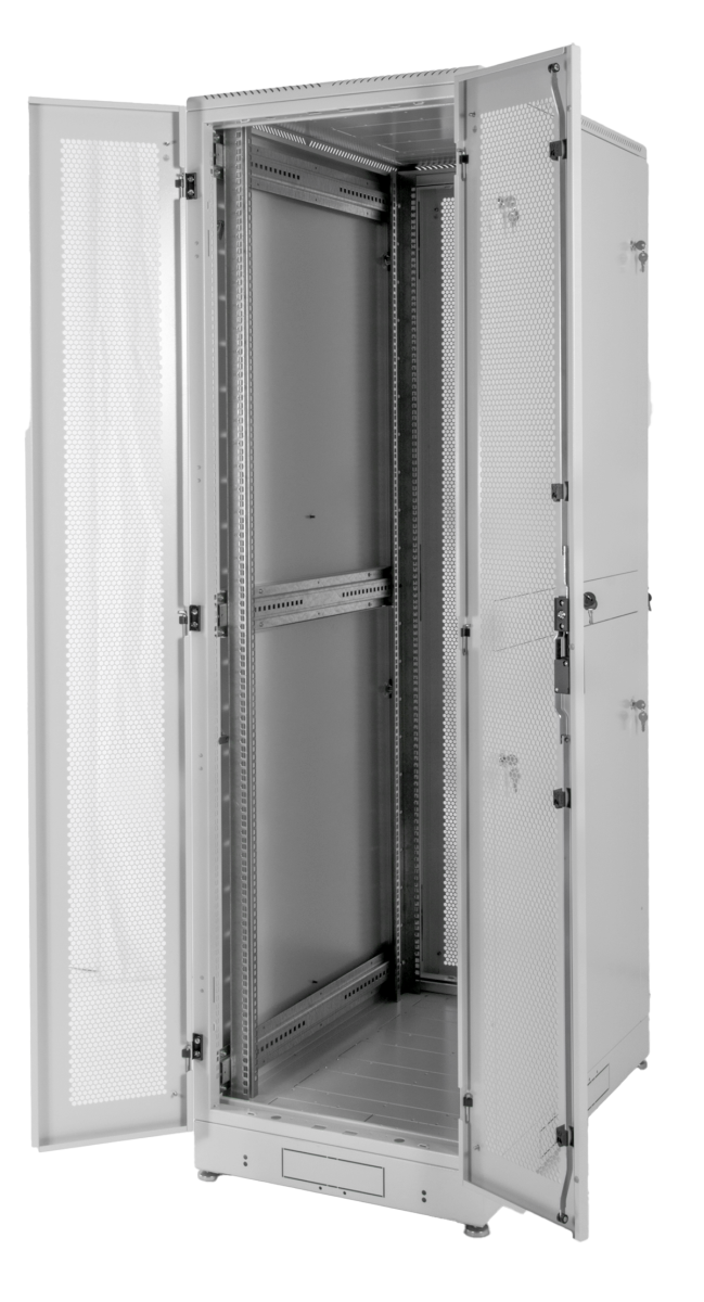 Шкаф серверный напольный 42U (600 × 1200) дверь перфорированная, задние двойные перф., цвет черный, ШТК-М-42.6.12-48АА-9005