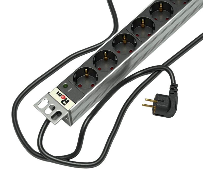 ЦМО R-16-9S-I-440-3 Блок розеток Rem-16 с инд., 9 Schuko, 16A, алюм., 19", шнур 3 м. R-16-9S-I-440-3