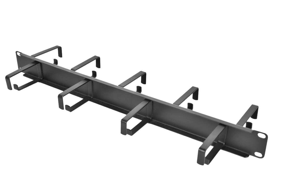 ЦМО ГКО-1-9-9005 Органайзер кабельный горизонтальный двусторонний 19" 1U, 9 колец, цвет черный, ГКО-1-9-9005