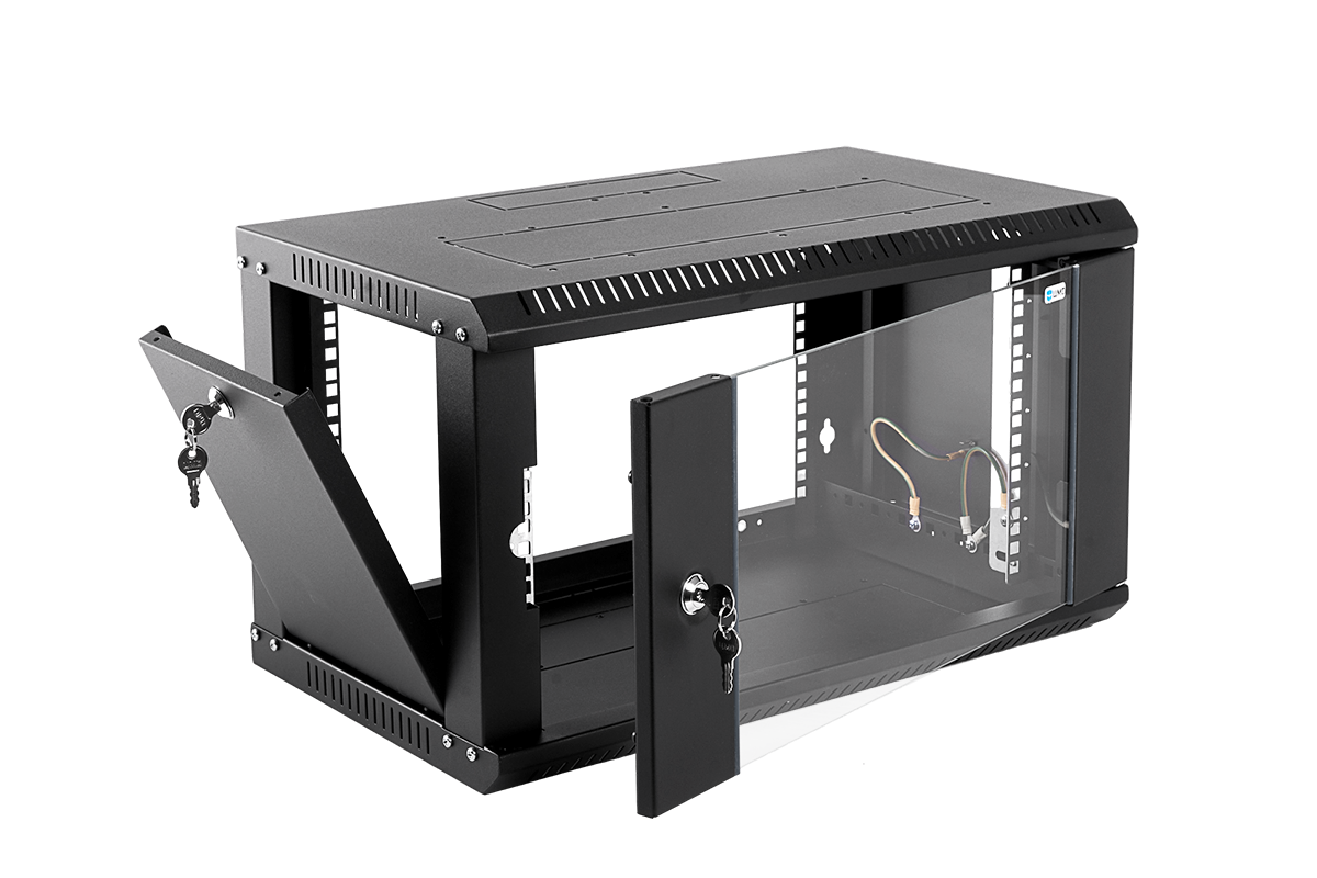 ЦМО ШРН-Э-9.650-9005 Шкаф телекоммуникационный настенный разборный 9U (600х650) дверь стекло, цвет черный, ШРН-Э-9.650-9005