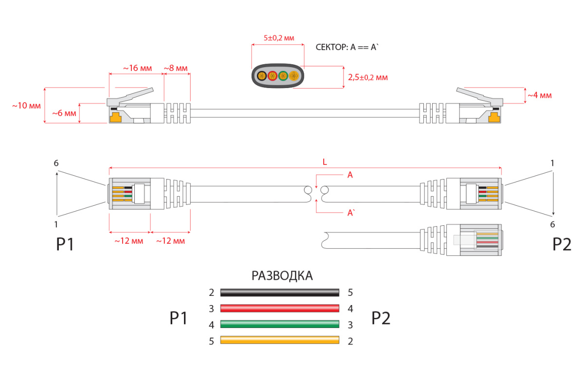 Cabeus PC-TEL-RJ12-10m Патч-корд 6p4c телефонный, 10 м, белый