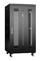 Cabeus ND-05C-22U60/60-BK Шкаф телекоммуникационный 19" напольный 22U 600x600x1166mm (ШхГхВ) передняя и задняя перфорированные двери, ручка с замком, цвет черный (RAL 9004)