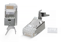 Cabeus 8P8C-SH-C7(1.5)-TWP Коннектор RJ-45(8P8C) под витую пару, категория 6a/7/7a, экранированный, универсальный (для одножильного и многожильного кабеля), для проводников с толщиной по изоляции до 1,50 мм, со вставкой