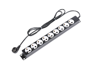 ЦМО БР-9П-Ш-9005 Блок силовых розеток 19" со шнуром (2 м.) без выключателя, 9 розеток, цвет черный, БР-9П-Ш-9005