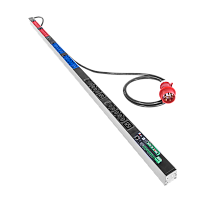 Верт блок розеток Rem-2MC, монит, измер, управл, 3×16A, 30C13, 6C19, 1820мм, шнур 3м IEC309, R-2MC3-3x16-30xC13-6xC19-MCL-1820-3-3PN