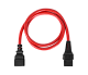 Шнур питания термостойкий с фиксатором IEC60320 C19 / IEC60320 C20, 16А, 250В (3×2,5), 1м, красный, R-16-Cord60-C19-C20-1.0-Red