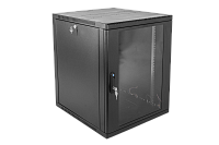 Шкаф телекоммуникационный настенный сварной 15U (600 × 530) съёмные стенки, дверь стекло, чёрный, ШРН-15.500-9005