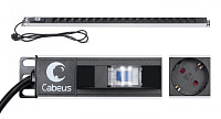 Cabeus PDU-16-20S-B Блок розеток для 19" шкафов, вертикальный, 20 розеток Schuko, 16А, автомат защит