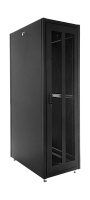 Шкаф телекоммуникационный напольный ЭКОНОМ 42U (800 × 1000) дверь перфорированная 2 шт., цвет черный, ШТК-Э-42.8.10-44АА-9005
