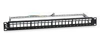 Cabeus PLB-24-SH Модульная патч-панель 19", 24 порта, 1U, для экранированных  модулей, с задним кабельным организатором (без модулей)