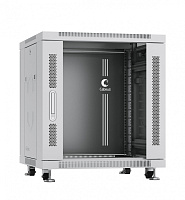 Cabeus SH-05C-12U60/80 Шкаф телекоммуникационный 19" напольный 12U 600x800x730mm (ШхГхВ) передняя стеклянная и задняя сплошная металлическая двери, ручка с замком, цвет серый (RAL 7035)