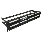 SYSMATRIX PP 1902U.S485EU.M Патч-панель 19" (2U), 48 портов RJ-45, категория 5e, Dual IDC, с задним кабельным организатором, цвет черный