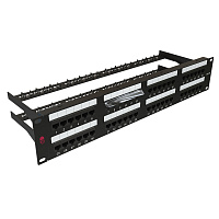 SYSMATRIX PP 1902U.S485EU.M Патч-панель 19" (2U), 48 портов RJ-45, категория 5e, Dual IDC, с задним кабельным организатором, цвет черный