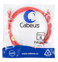 Cabeus PC-UTP-RJ45-Cat.6-2m-RD Патч-корд U/UTP, категория 6, 2xRJ45/8p8c, неэкранированный, красный, PVC, 2м