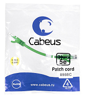Cabeus PC-UTP-RJ45-Cat.5e-0.15m-GN Патч-корд U/UTP, категория 5е, 2xRJ45/8p8c, неэкранированный, зеленый, PVC, 0.15м