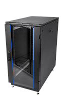 Шкаф телекоммуникационный напольный 24U (600 × 1000) дверь стекло, чёрный, ШТК-М-24.6.10-1ААА-9005