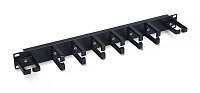 Cabeus JB08-1U-PR-BK Кабельный органайзер горизонтальный 19" 1U, 8 пластиковых колец, металлический, цвет черный (RAL9004)