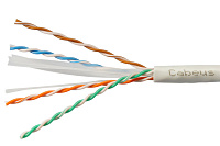 Cabeus UTP-4P-Cat.6-SOLID-LSZH-GY-50 Кабель витая пара UTP (U/UTP), категория 6, 4 пары (23 AWG), одножильный, LSZH нг(А)-HF, серый (50 м)